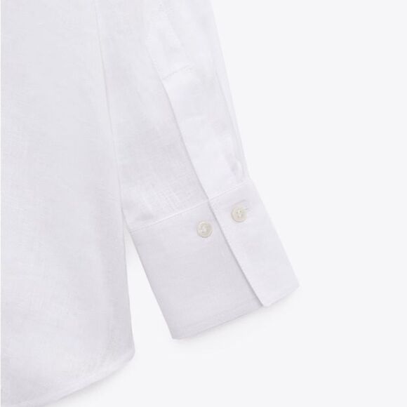 Zara White 100% linen shirt - Picture 4 of 9